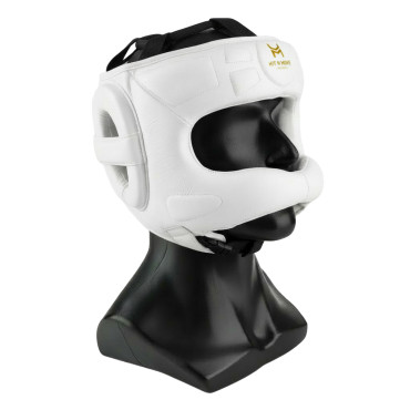 Boxing headgear HIT N MOVE with nose guard - white